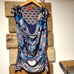 René Derhy Women's Blue Patterned Top